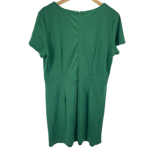 Acevog Womens Shift Dress Knee Length Pleated Cotton Stretch Green XXL - Picture 8 of 13